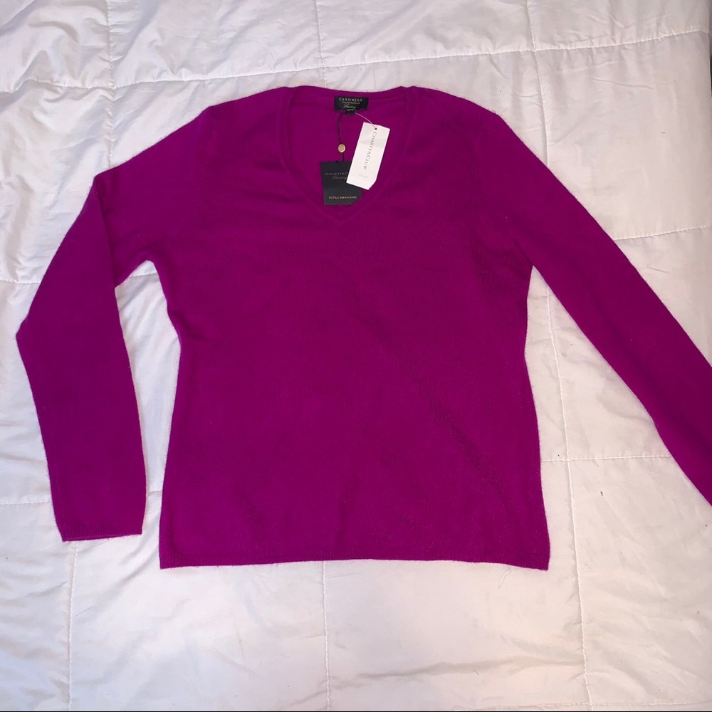 Mauve 100% Cashmere V-neck Sweater